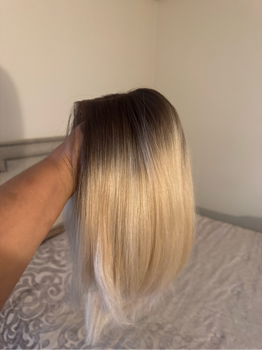 Blonde Ombre Wig - Natural Dark Roots to Light Blonde